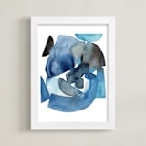"Geometric Bluebird " - Art Print in Cyan by Kiana Lee - Framed