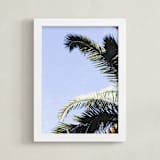 "Palm I" - Art Print in Sky Blue by Annie Montgomery - Framed