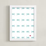 "The Only Fish For Me" - Art Print in Tropical Sea by Ling Wang - Framed