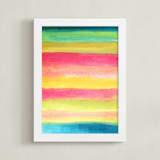 "painted abstract stripes2" - Art Print in green by Ramoncita - Framed