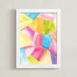 "rectangular shape watercolor" - Art Print in blue by Ramoncita - Framed