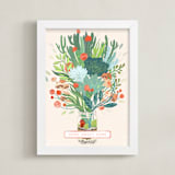 "Little Terrarium Succulent Illustration" - Art Print in Succulent Green by Paper Raven Co. - Framed