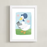 "Mother Goose" - Art Print in Sky Blue by Jessie Steury - Framed