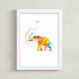 "Good Luck Baby Elephant" - Art Print in Warm & Bright by Alex Isaacs Designs - Framed