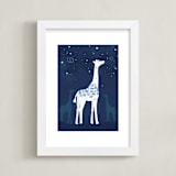 "Look at the Stars 1 Giraffe" - Art Print in Midnight by Jennifer Holbrook - Framed