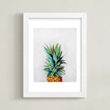 "Pineapple Crown" - Art Print in tropical teal by Amanda Phelps - Framed