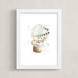 "baby animals balloon ride" - Art Print in seafoam by peetie design - Framed