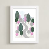 "Little walk in the forest" - Art Print in Light green and grey by Marta Crea - Framed