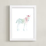 "Rainbow Zebra" - Art Print in Strawberry Pink by Meredith Collie - Framed