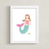 "Mermaid Art" - Art Print in Pinky Teal by Rebecca Marchese - Framed