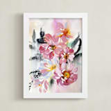 "motion of flowers" - Art Print in raspberry pink by Tae Lee - Framed