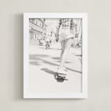 "Skater Girl" - Art Print in Black and White by Shawna Urban - Framed