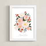 "Poppies & Roses" - Personalized Art Print in Rose by Kelsey Carlson - Framed