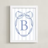 "Precious Ribbon Frame" - Personalized Art Print in Soft Blue by Sam Dubeau - Framed