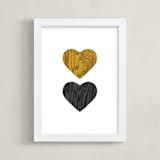 "Wood Grain Hearts" - Art Print in Amber by Max and Bunny - Framed