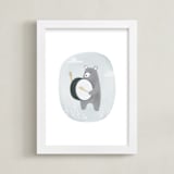"drummer bear" - Art Print in sky by Faith Dorn - Framed