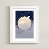 "What We Dream At Night" - Art Print in Midnight Blue by Carol Lin - Framed