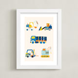 "The Truck Gang" - Art Print in Periwinkle by Kartika Paramita - Framed