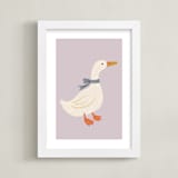 "Duck With Ribbon" - Art Print in Lilac by Cass Loh - Framed