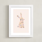 "Sweet Bunny" - Art Print in Blush by Angela Thompson - Framed