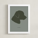 "Tonal Pet Silhouette: Custom Print with Text" - Custom Print in Olive Shadow by Minted - Framed