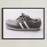 "Sylvie's Shoe" - Art Print in Black & White by Meagan Christensen - Framed