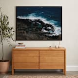 "Tidal Pools & Crashing Waves" - Art Print in Teal Ocean by Whitney Todd - In a Room