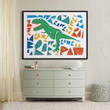 "TRex RAWR!" - Art Print in Aqua by Eleanor Mayrhofer - In a Room