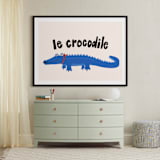"French Crocodile" - Art Print in Cobalt by Morgan Kendall - In a Room