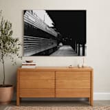 "Black and White Train Platform" - Art Print in Black and White by Aquenne - In a Room