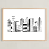 "Linear Cityscape" - Art Print in Black by Daniela - Framed
