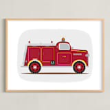 "Red Fire Engine #1" - Art Print in red by Rebecca Marchese - Framed