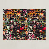 "Painted midnight garden" - Art Print in Crimson by Teo - Unframed