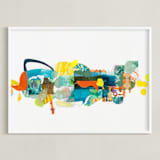 "The Lake and the Trees" - Art Print in Juicy Orange by Erin McCluskey Wheeler - Framed