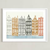 "On the Canal" - Art Print in brick by Griffinbell Paper Co. - Framed