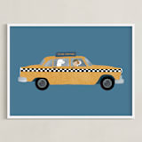 "New York" - Personalized Art Print in Taxi by Jenna Holcomb - Framed