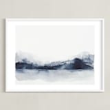 "Alaska from Sea" - Art Print in Navy by Kelsey McNatt - Framed
