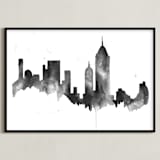 "New York City Skyline" - Art Print in Shades of Black by Kelsey McNatt - Framed