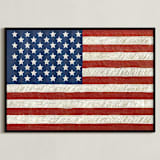 "Rustic American Flag" - Art Print in Navy Blue by Amy Marsh - Framed