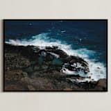 "Tidal Pools & Crashing Waves" - Art Print in Teal Ocean by Whitney Todd - Framed