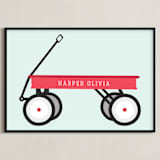 "Little Red Wagon" - Personalized Art Print in Mint by Alexandra Cohn - Framed