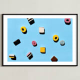 "Liquorice" - Art Print in Pool blue by Laura Garner - Framed