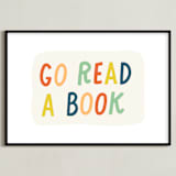 "Go Read a Book" - Art Print in Terra Cotta by Rachel K. Swanson - Framed