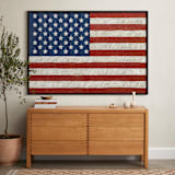 "Rustic American Flag" - Art Print in Navy Blue by Amy Marsh - In a Room