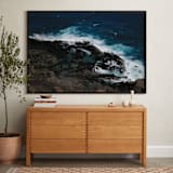 "Tidal Pools & Crashing Waves" - Art Print in Teal Ocean by Whitney Todd - In a Room