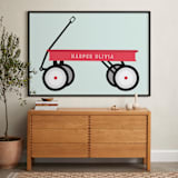 "Little Red Wagon" - Personalized Art Print in Mint by Alexandra Cohn - In a Room