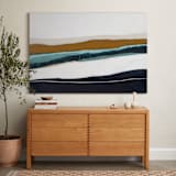 "Moonlight Seascape" - Art Print in Dark Navy Blue by Caryn Owen - In a Room