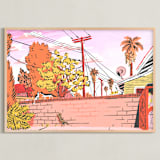 "West Coast Backyard" - Art Print in Sunset by Evan Clark - Framed