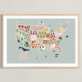 "US Agriculture" - Art Print in Robin's Egg by Joanna Griffin - Framed