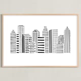 "Linear Cityscape" - Art Print in Black by Daniela - Framed